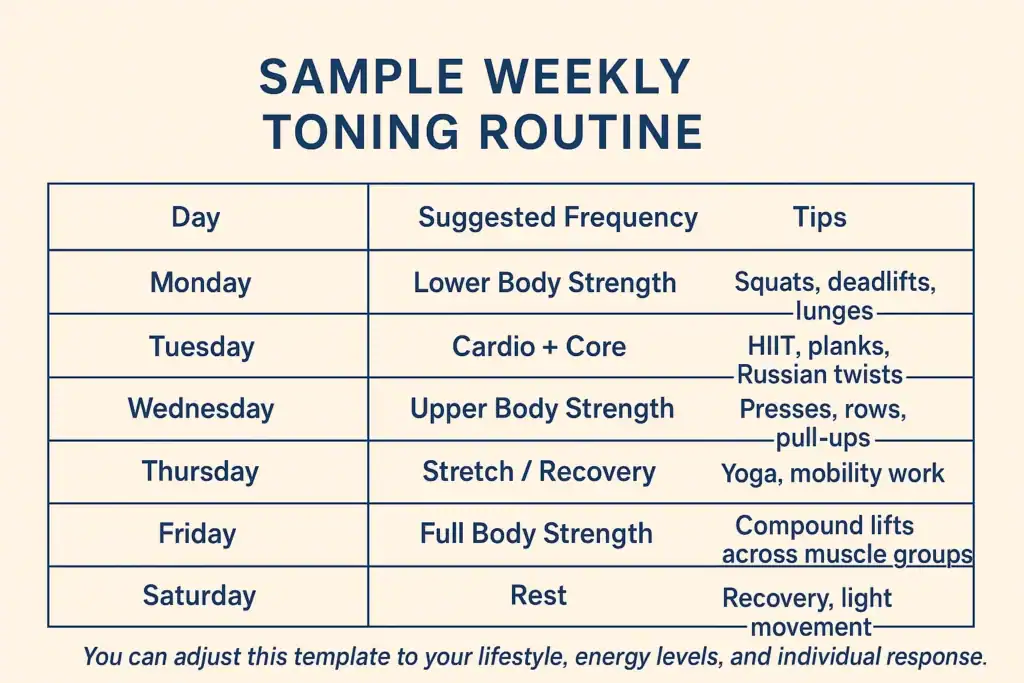 Achieving the Perfect Tone: How Often Should You Exercise for Results? 4 Weekly exercise Harlow plan graphic